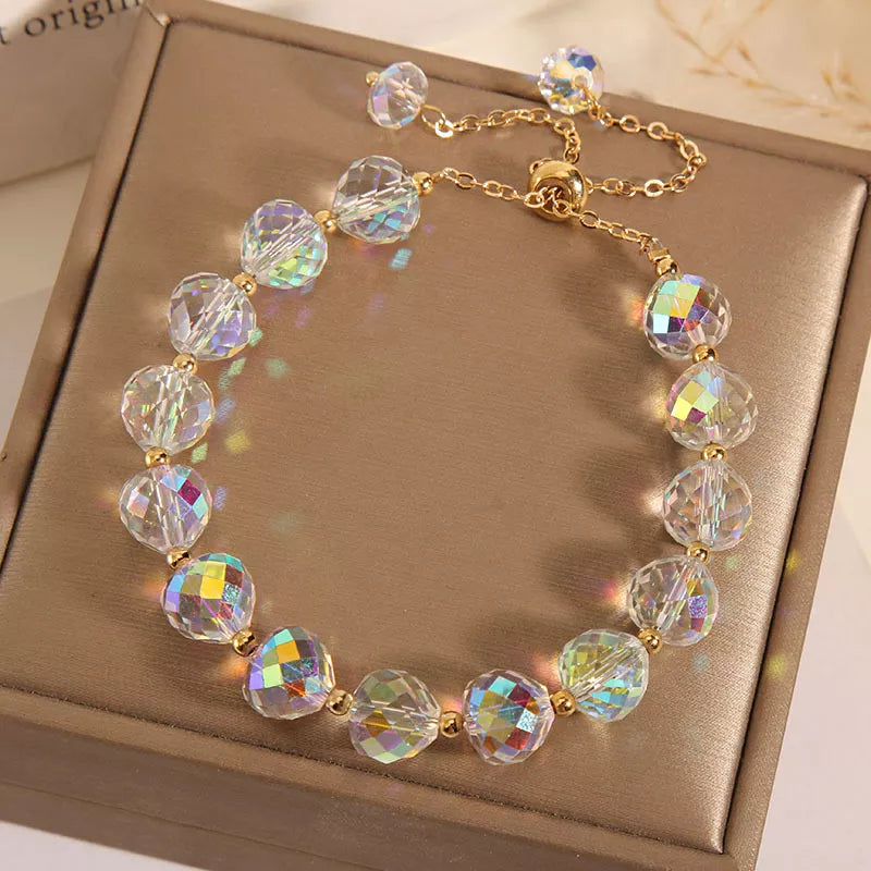 Colorful Artificial Austria Crystal Bracelet New Shiny Stone Beads Rope Chain Strand Bracelets for Women Party