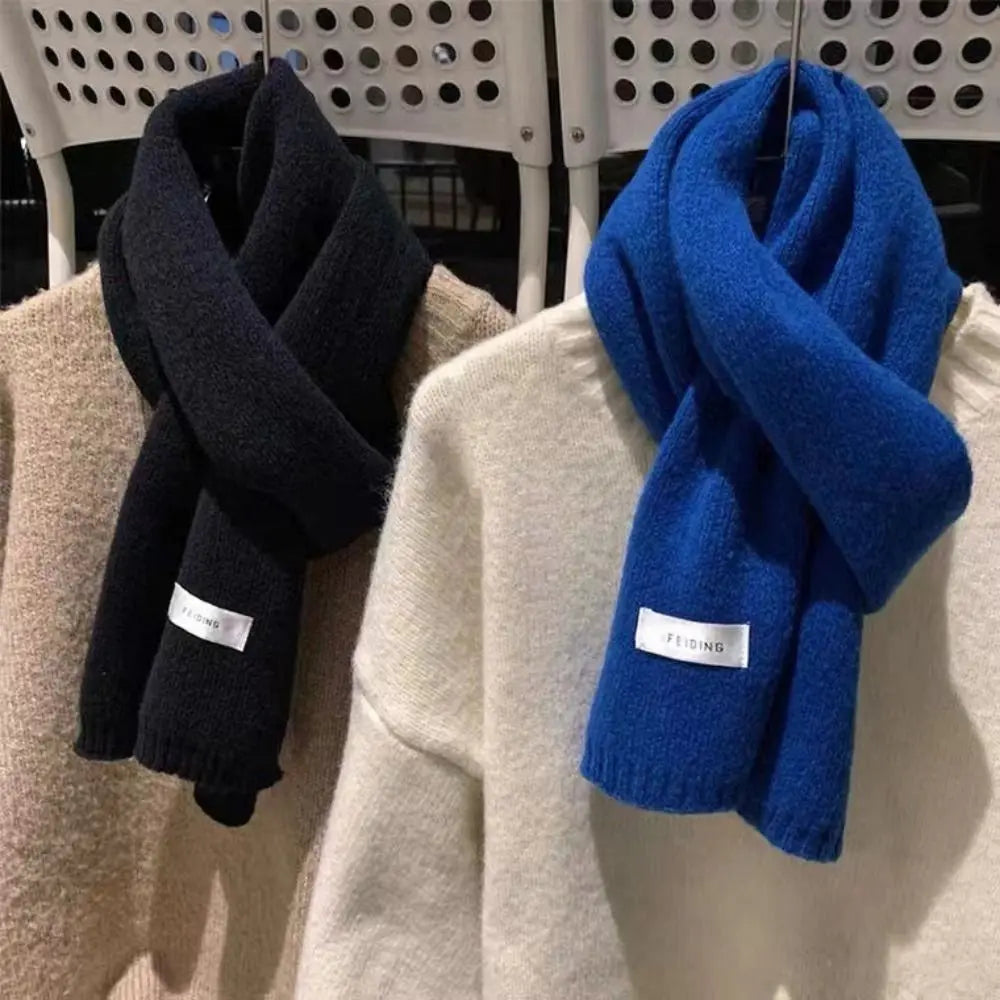 Winter Knitting Wool Scarf Men Women Fastener Thermal Neck Warmer Soli
