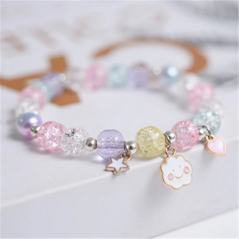 Popcorn beads Bracelet Friendship Glass Bracelets For Girls Star Moon Cloud Flower Jewelry