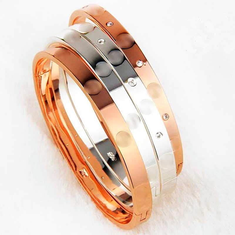 Trendy Rose Gold Silver Bracelet for Women Bangle Lover Bracelet Jewelry Titanium Love Bracelet Bangle Pulseiras H0009
