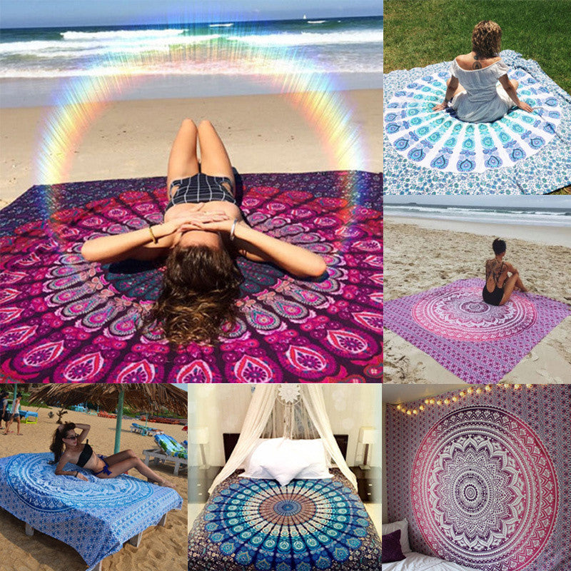 Boho Mandala Round Beach Tapestry Hippie Throw Yoga Mat Towel Indian  Blanket NEW