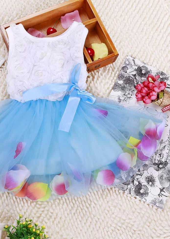 Colorful Mini Tutu Dress Petal Hem Dress Floral Clothes Princess Baby Dress For Baby Dresses Girl