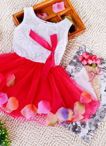 Colorful Mini Tutu Dress Petal Hem Dress Floral Clothes Princess Baby Dress For Baby Dresses Girl