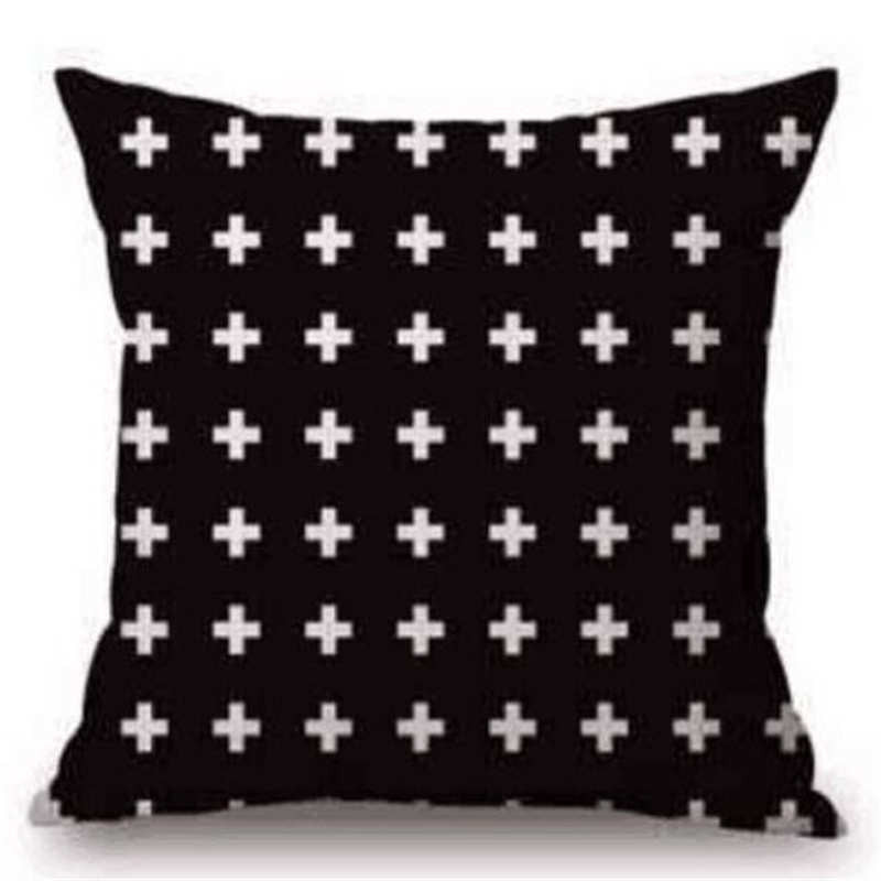 Online discount shop Australia - Case Black and White Pattern Pillowcase Cotton Linen Printed 18x18 Inches Geometry