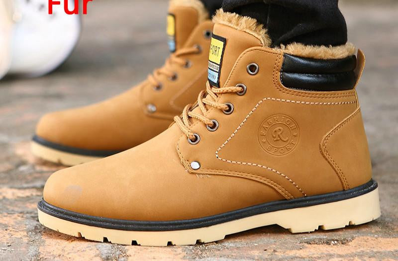 Warm Men's Pu Leather Ankle Boots Men Waterproof Snow Boots Leisure Martin Boots Shoes Mens