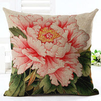 Vintage Flowers Cotton Linen Cushion Cover Decorative Pillowcase Chair Seat and Waist Square 45x45cm Pillow Cover Home Living