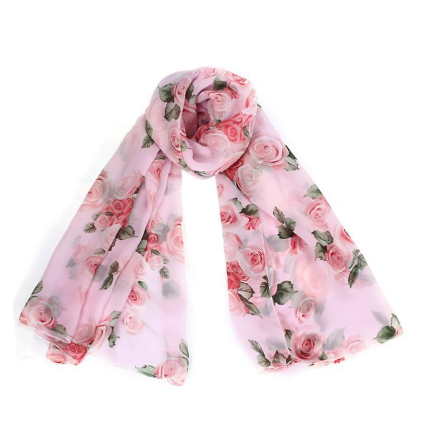 Rose Scarf Womens Fashion Voile Long Stole Scarves Shawl Scarf Ladies