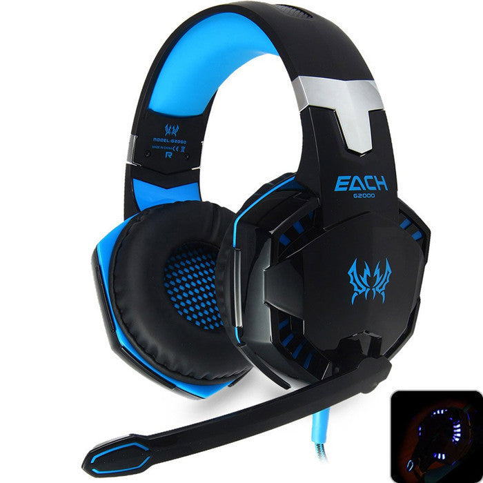 EACH G2000 Deep Bass Headphone Stereo Surround Over-Ear Gaming Headset Headband Earphone with Light for PC LOL Game
