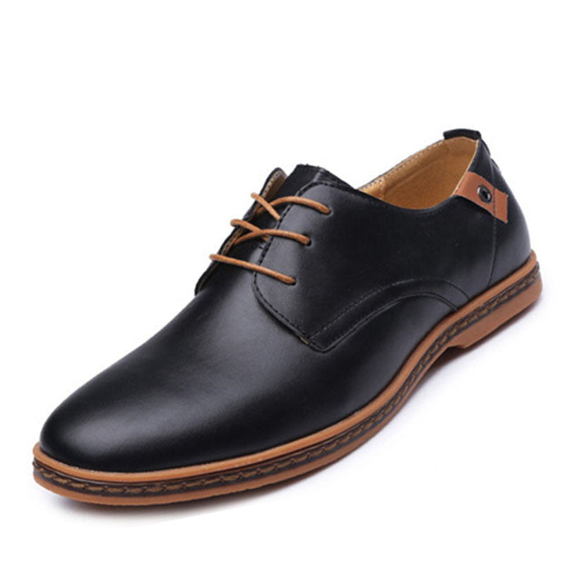Big Size 48 Mens Shoes Casual Flats Shoes Men Black PU Leather Oxfords
