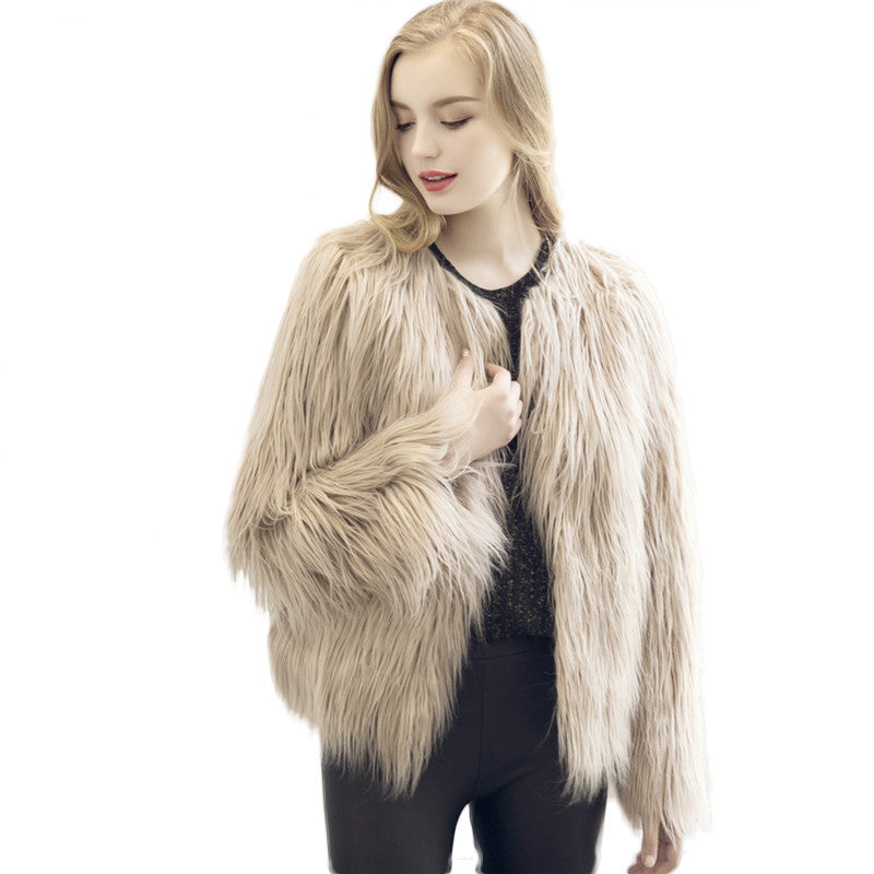 Online discount shop Australia - Chic soft faux fur coat women Fluffy warm long sleeve female outerwear black elegant  coat jacket hairy overcoat