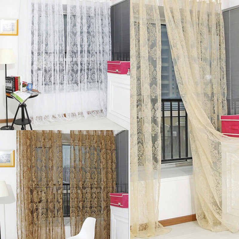 Online discount shop Australia - 1 PC Noble Window Screens Tulle Bronzing Flower Door Curtain Tulle Curtains Window Curtains Modern Living Room Curtains