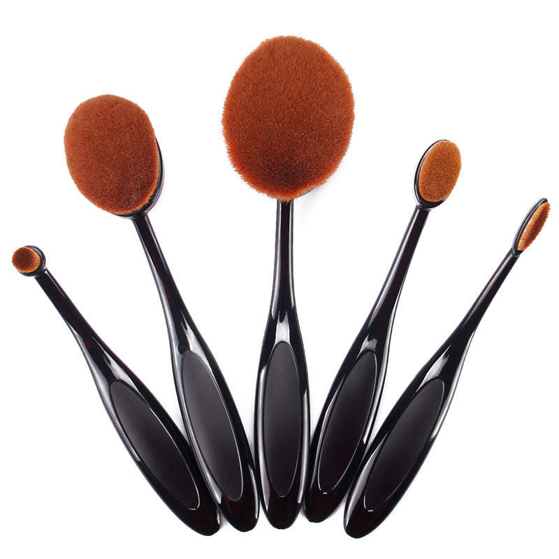 Online discount shop Australia - Black Makeup Brushes Oval Make Up Brushes 5 Pieces Professional Oval Brush Set Face Powder Cosmetic Makeup Brush Tools #84259