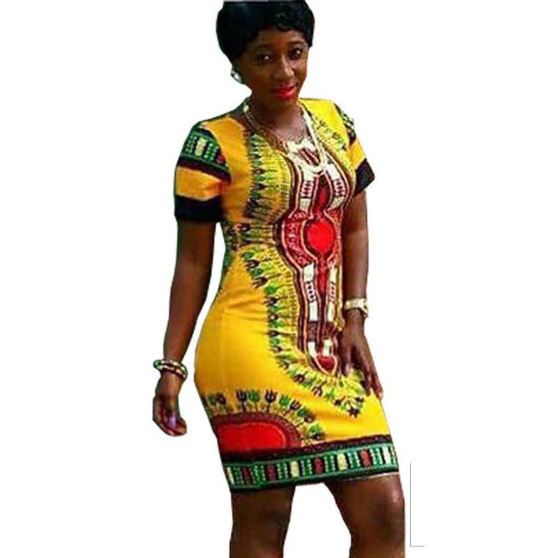 Summer Dress Mini African Tranditional Print Dashiki Dress Ladies Dres