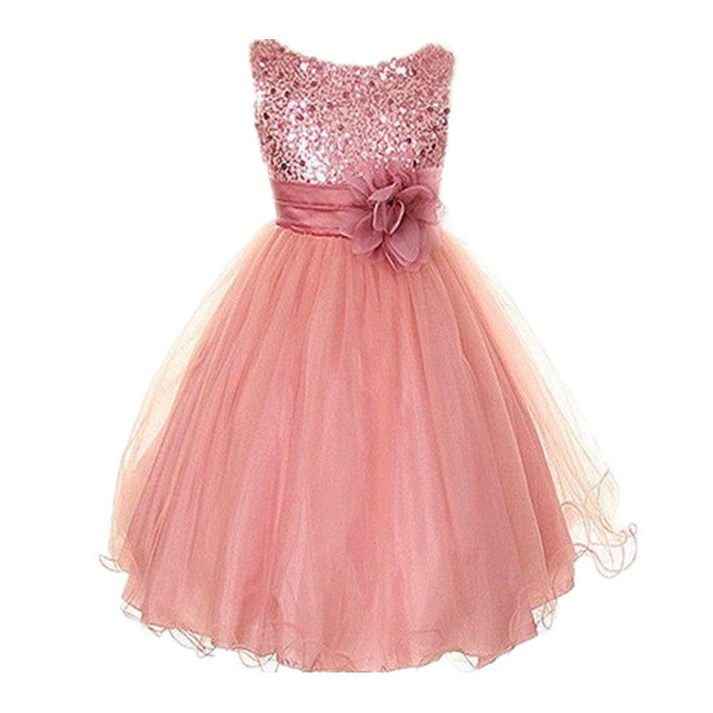 Online discount shop Australia - Multi-Color Kids Dresses Infant Girl Sequin Flower Party Dress Sleeveless Tutu Vestidos