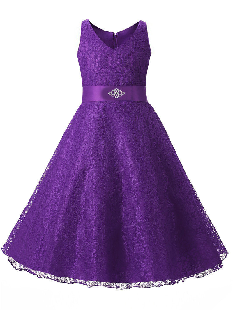 girl dress ceremony sleeveless V-neck princess dress teenagers girls s girl dress ceremony sleeveless V-neck princess dress teenagers girls s