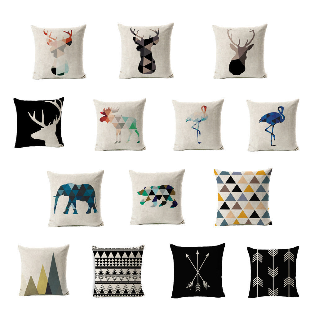 Online discount shop Australia - Deer Animal Cushion Geometric Cotton Linen Pillow Cotton Linen