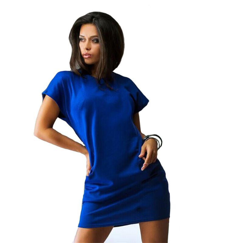 Women batwing pockets hot sale casual solid dress