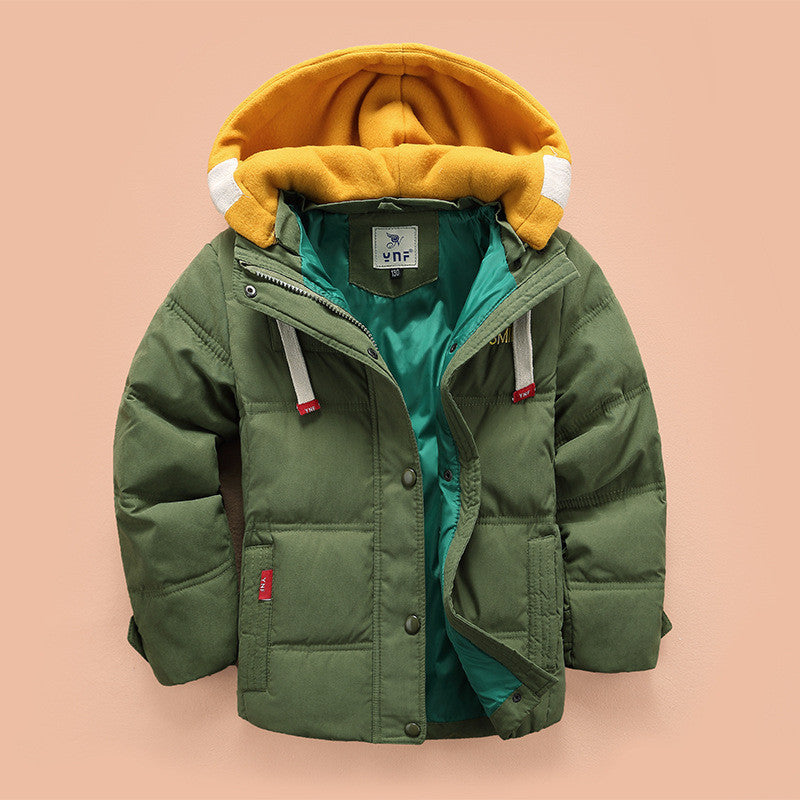 Online discount shop Australia - Children Down & Parkas 4-10T kids outerwear boys casual warm hooded jacket for boys solid boys warm coats