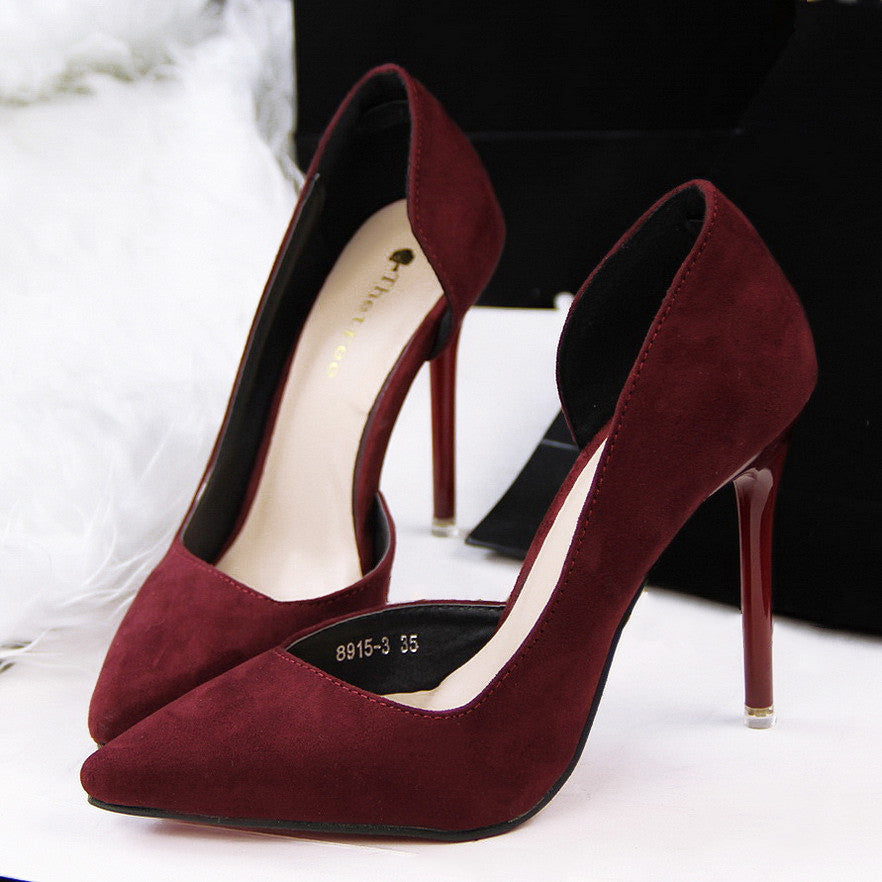 Women Pumps Fashion High Heels Shoes Women Pointed Toe Thin Heel Ladies Wedding Shoes Black Pink