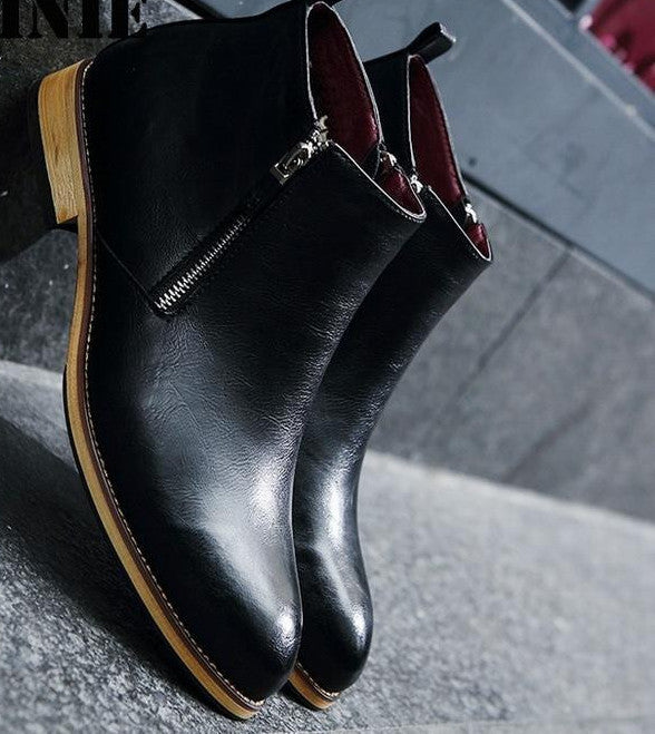 Online discount shop Australia - Men Boots Comfortable Black Warm Water proof Fashion Ankle Boots Casual Men Leather Snow Boots Shoes