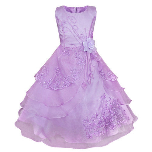 Online discount shop Australia - Embroidered Flower Girl Dress Kids Pageant Party Wedding Bridesmaid Ball Gown Prom Princess Formal Occassion Long Dress 4-14Y