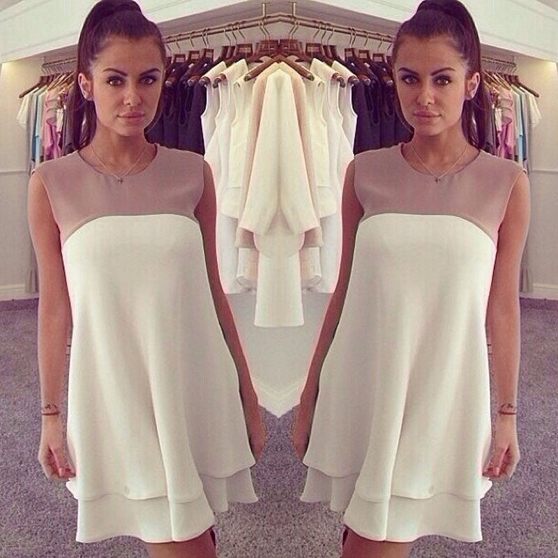 Fashion Women Chiffon Summer Casual Sleeveless Patchwork Bodycon Party Fashion Women Chiffon Summer Casual Sleeveless Patchwork Bodycon Party