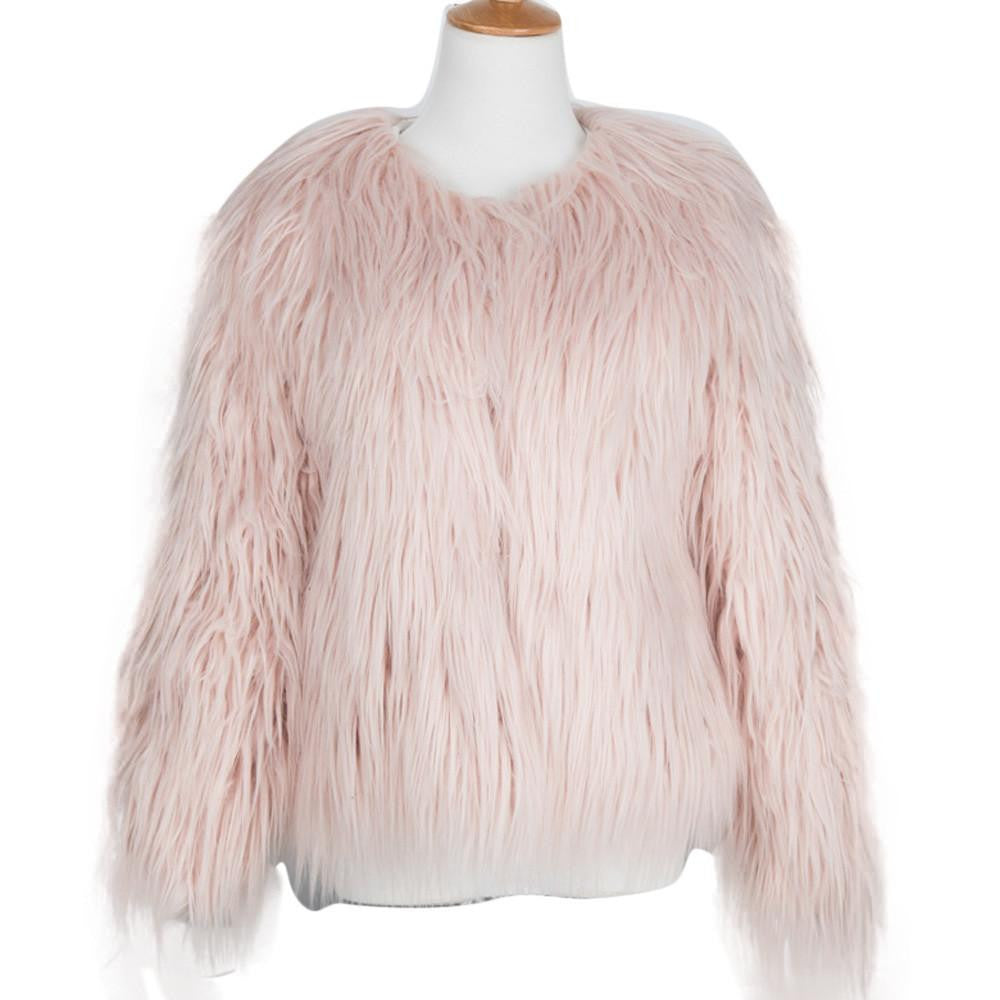 Women's Fashion Warm Faux Fur Fox Coat Jackets Long Sleeve Parka Hair Jacket Coat Outwear Plus Size