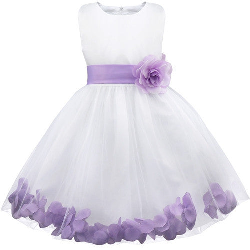 Online discount shop Australia - Kids Infant Girl Flower Petals Dress Children Bridesmaid Toddler Elegant Dress Pageant Vestido Infantil Tulle Formal Party Dress