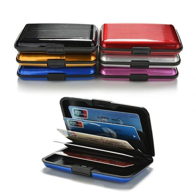 Men Aluminum Bank Card Holder Blocking Hard Case Wallet Solid Credit C