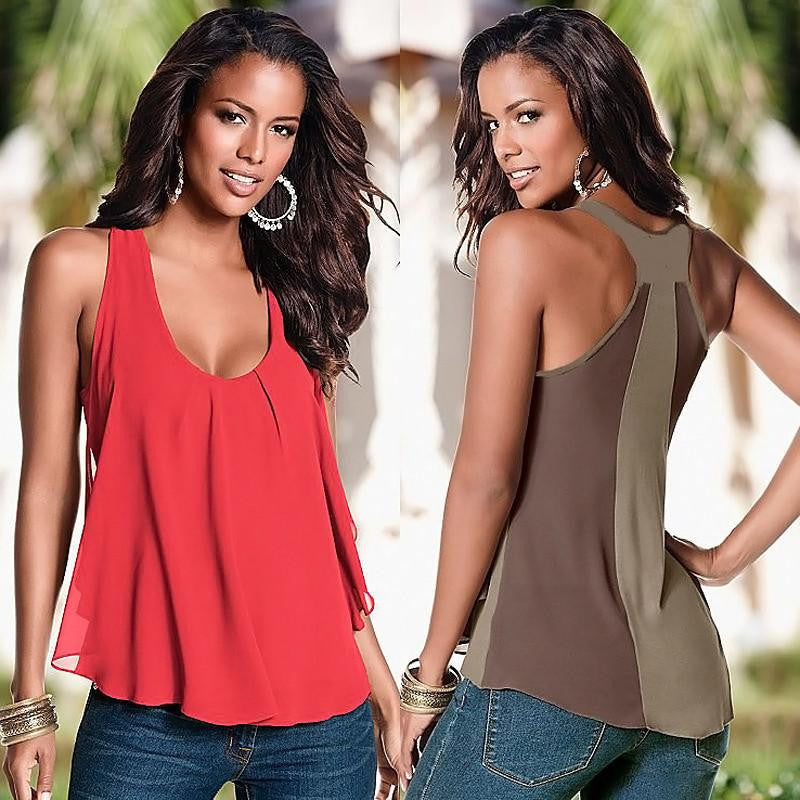 women's chiffon sleeveless tops