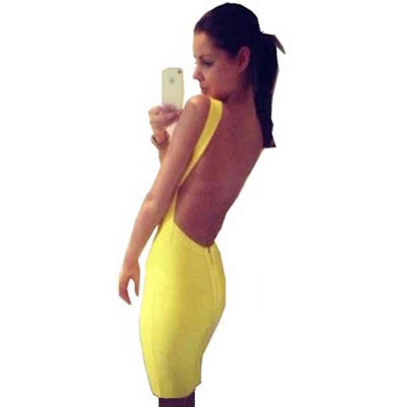 Spaghetti strap celebrity HL bandage dress open back sexy night club p