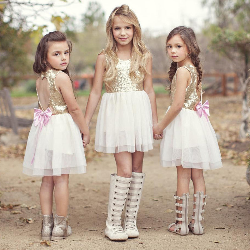 Girls Dress Princess Kids Wedding Dresses Sequins Girls Clothes Kids C