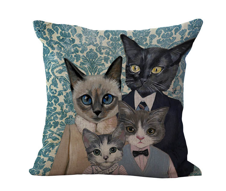 Online discount shop Australia - 100% New Cotton Linen Modern Cartoon Cats Cushion Pillow on sofa for home decoration