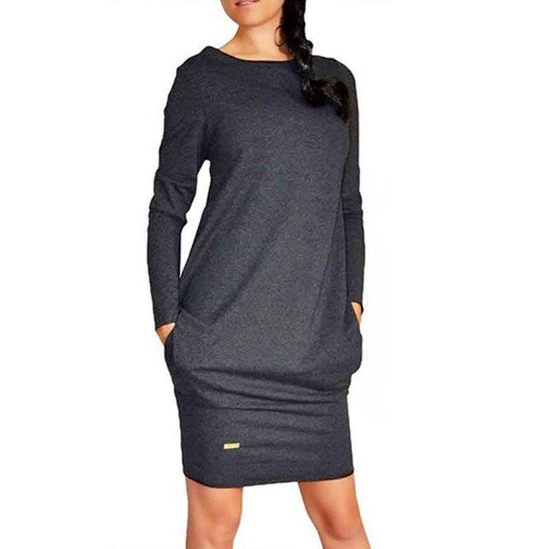 Women Long Sleeve Warm Bodycon Dress Sweatshirt Party Short Mini Jumpe