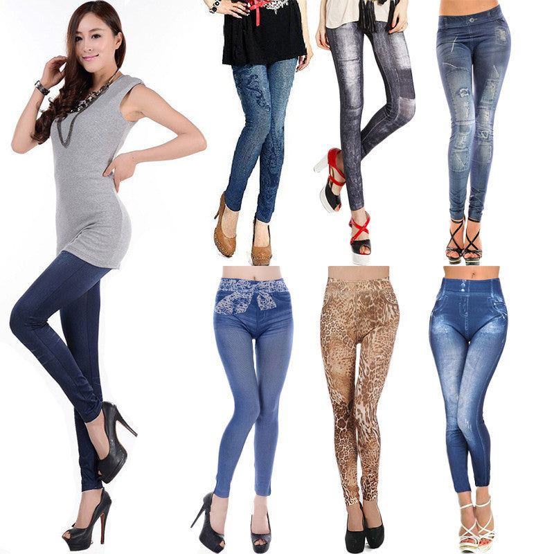 Women Fashion Printed Jeans Casual Long Pants