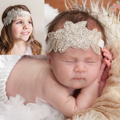 Online discount shop Australia - Cute Kids Baby Girls headbands Rhinestone flowers with leaves Headbands children hair accessories td23
