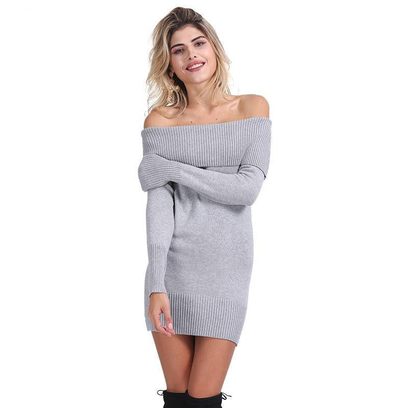 Simplee Winter off shoulder knitted bodycon dress Women long sleeve au Simplee Winter off shoulder knitted bodycon dress Women long sleeve au