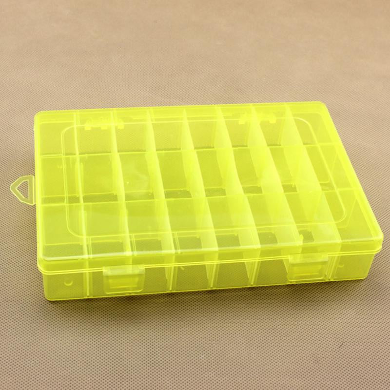 Practical Adjustable Plastic 24 Compartment Storage Box Case Bead Rings Jewelry Display Organizer