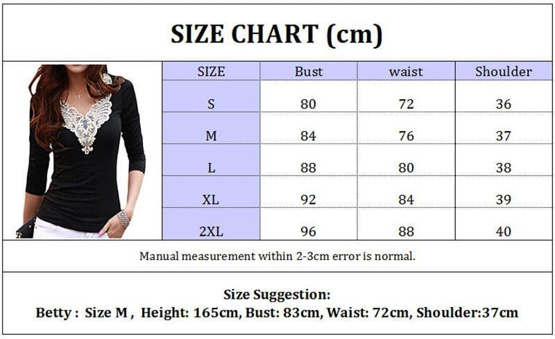 women's fashion Hollow lace collar Slim casual Long Sleeve shirt V-neck embroidered tops-Dollar Bargains Online Shopping Australia