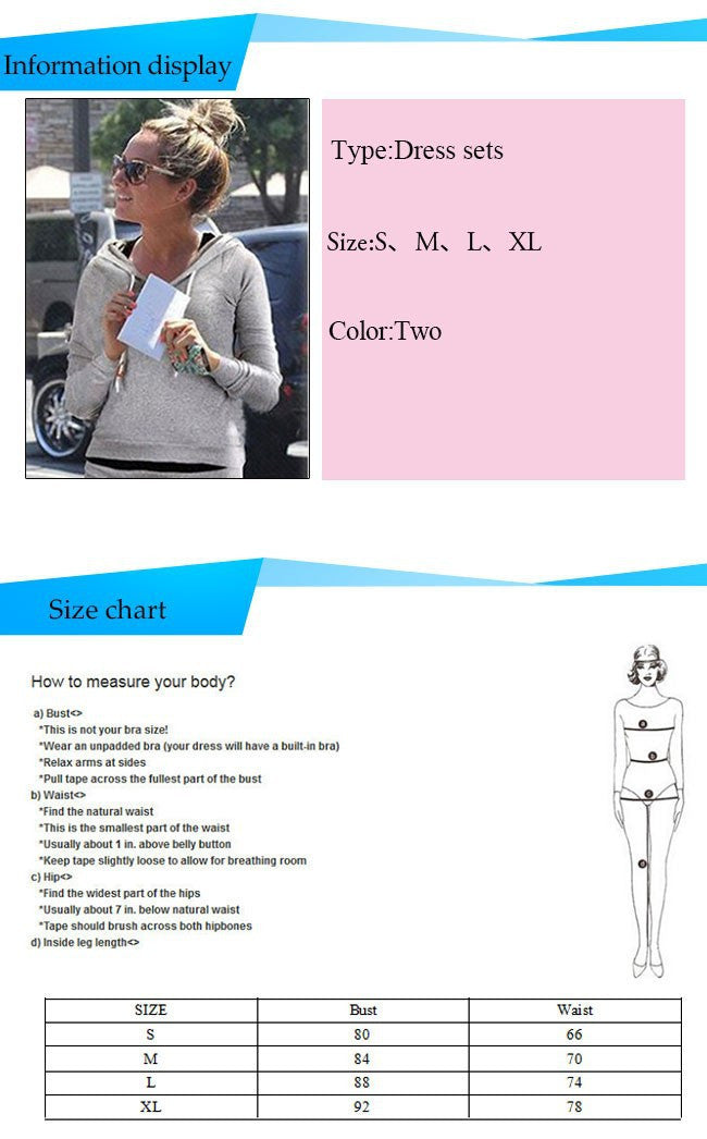 Irregular Lep Full Sleeve Woman Two-Piece Set Hooded Front Black Gray Color Elastic Waist Ropa Mujer Sexy Woman two-set clothes-Dollar Bargains Online Shopping Australia