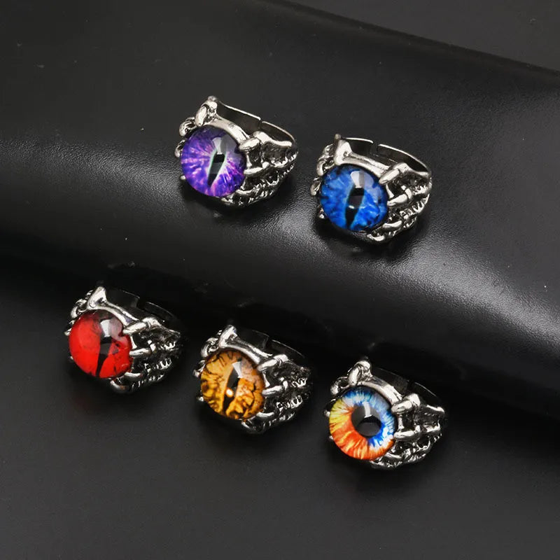 Gothic Men's Punk Colorful Evil Eye Rings For Men Women Fashion Vintage Demon Dragon Claw Ring Male Jewelry Accessories Gifts-Dollar Bargains Online Shopping Australia