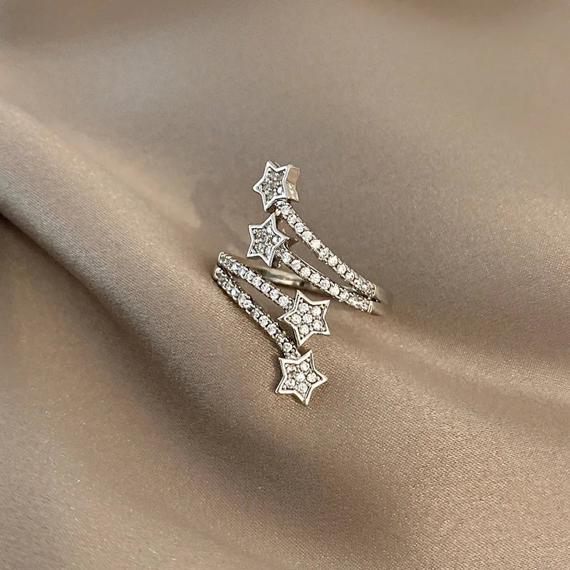 Geometric Round Ring Women's Fashion Luxury Zircon Finger Ring Simple Temperament-Dollar Bargains Online Shopping Australia