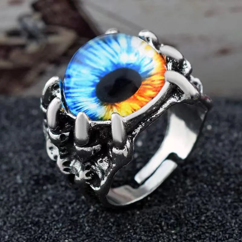 Gothic Men's Punk Colorful Evil Eye Rings For Men Women Fashion Vintage Demon Dragon Claw Ring Male Jewelry Accessories Gifts-Dollar Bargains Online Shopping Australia
