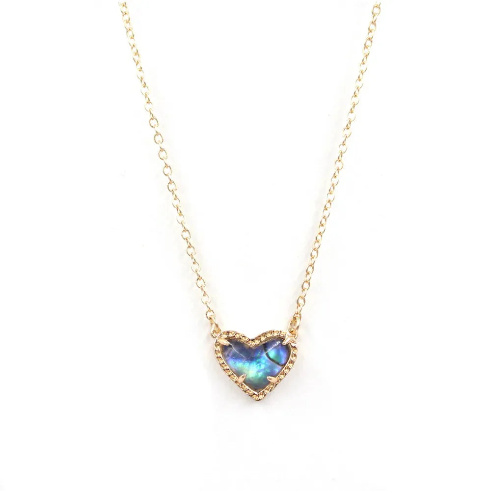 Gift Glitter Abalone Stone Small Heart Shaped 3D Resin Shell Mini Love Necklaces for Women Pendants-Dollar Bargains Online Shopping Australia