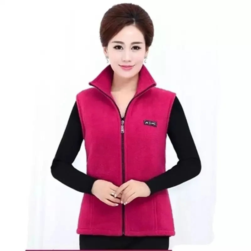 Plus Size Autumn Women Polar Fleece Fabric Vest Large Sleeveless Jacket Fashion Zipper Women's Leisure gilet-Dollar Bargains Online Shopping Australia
