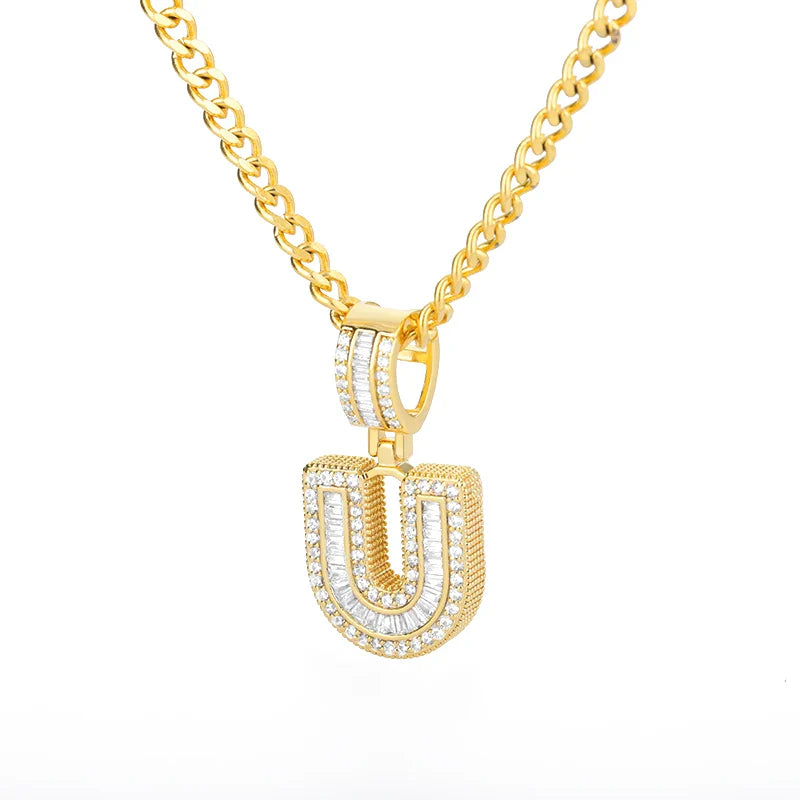 Cubic Zirconia Letters A-Z Pendant Necklaces Iced Out Rock Candy Style Initial Charms Necklace Fantastic Jewelry Gift-Dollar Bargains Online Shopping Australia