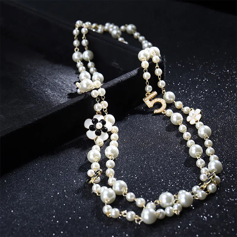 long pendants layered Camellia pearl necklace flower party jewelry-Dollar Bargains Online Shopping Australia