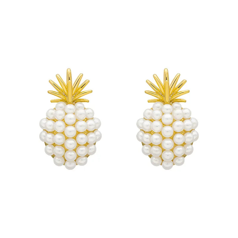 Geometric Pearl Women Classic Stud Earrings Pineapple Pearl Earrings Female Fashion Earrings Female Jewelry