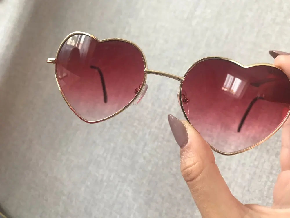 Ladies Heart Shaped Sunglasses metal Women Brand Designer Fashion Rimless LOVE Clear Ocean Lenses Sun Glasses UV400-Dollar Bargains Online Shopping Australia