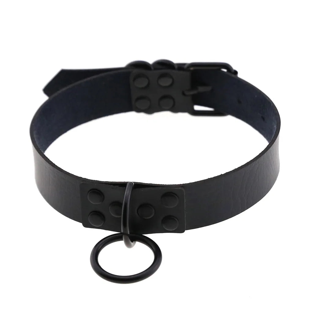 Halloween Emo Cosplay All Black Goth Choker Necklaces For Women Men Punk Spike Rivet Round Heart Bell Belt Necklaces Y2K Jewelry-Dollar Bargains Online Shopping Australia